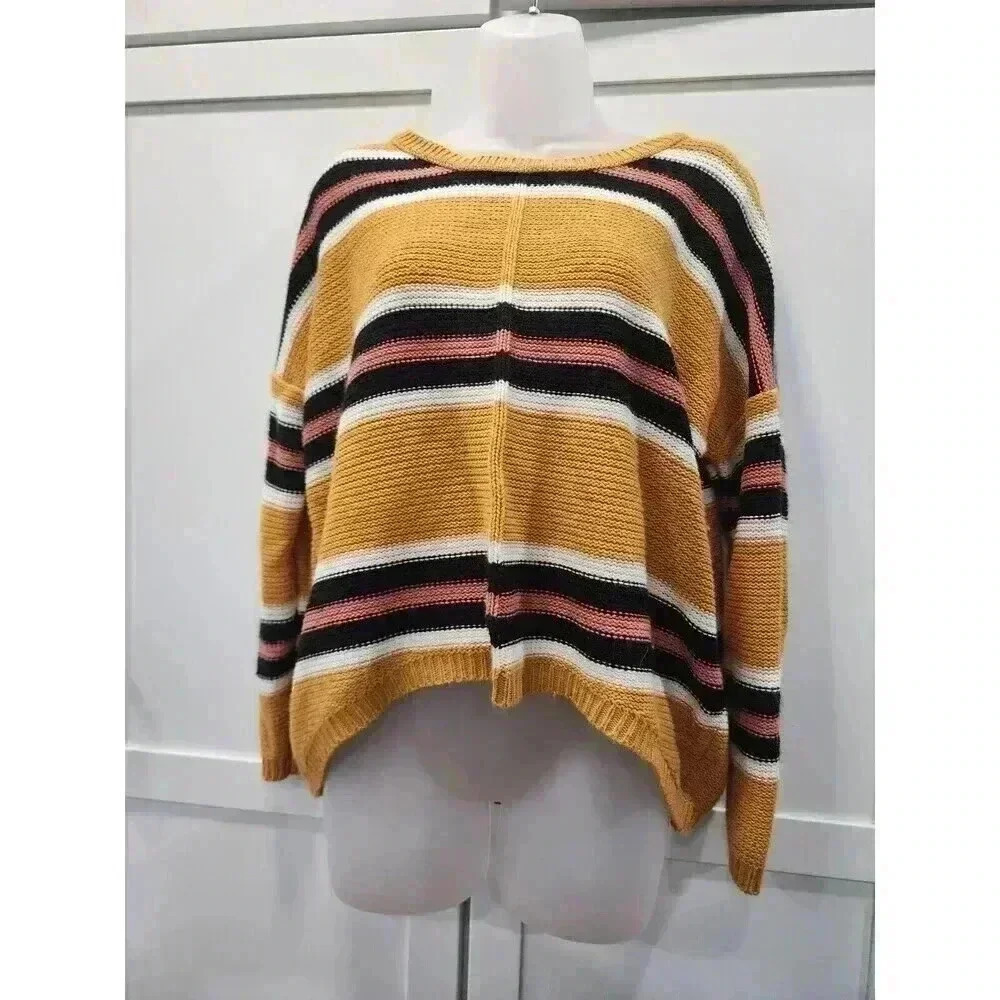 Free For All Womens Size Large Burnt Orange Knit Pullover Sweater Cropped